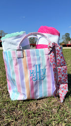 Striped Tote Bag + Scarf