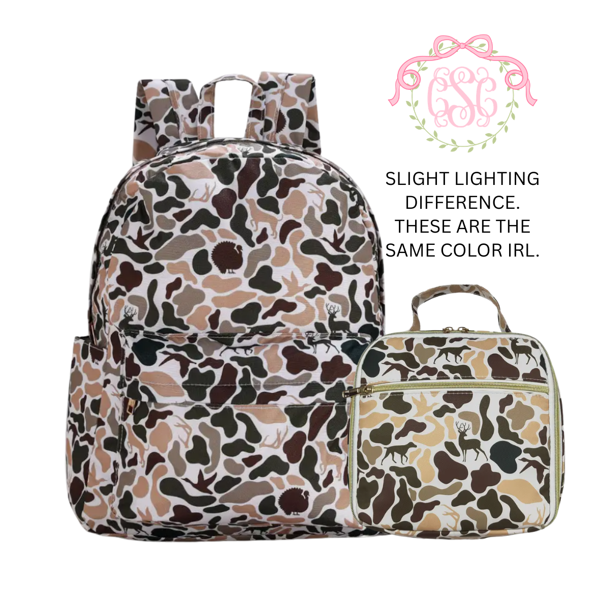Camo Backpack + Optional Lunch Box