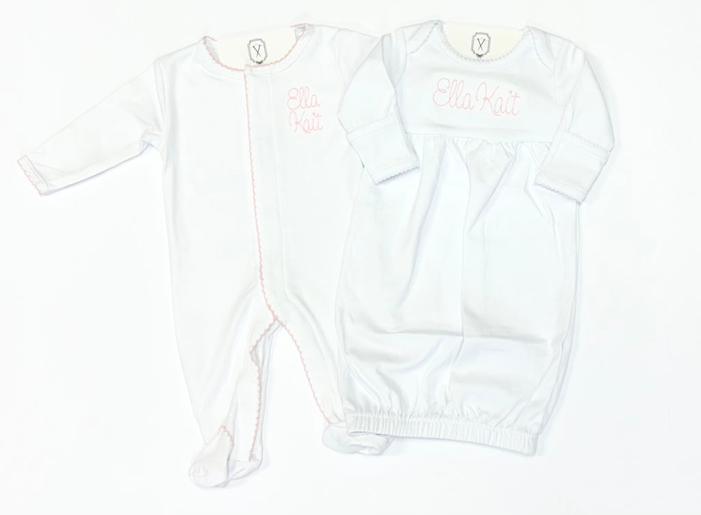 Picot Trim Baby Gown